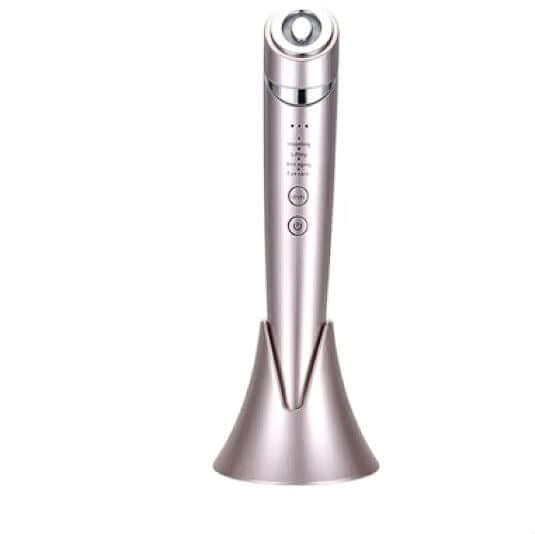 Pulse RF Beauty Device in light gold color, ideal for home use with adjustable settings.