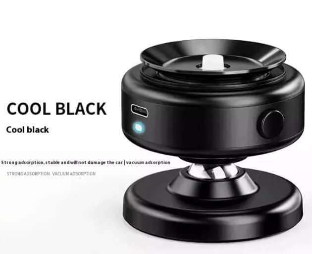 Magnetic car phone holder design in cool black with strong adsorption features for secure device holding.
