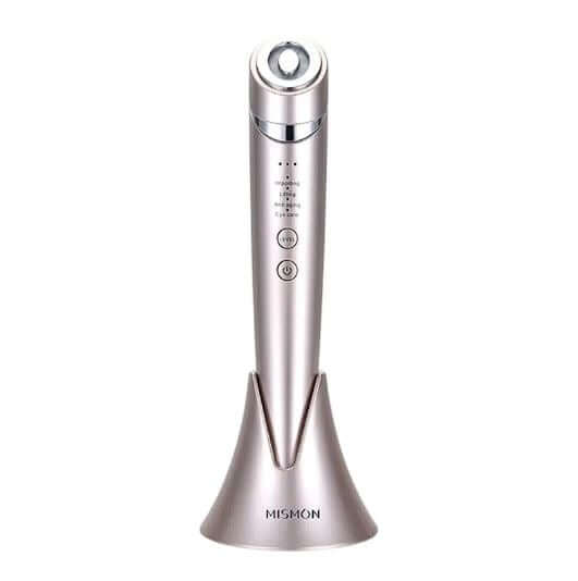 Pulse RF Beauty Device in light gold color with adjustable settings for home use.