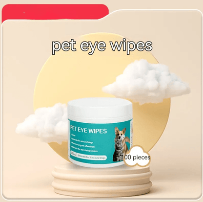 Pet Cleaning Gloves & Wipes - 100 pieces of eye wipes for cats and dogs, gently cleans and removes tear stains.