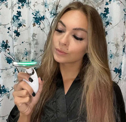 Beauty Device Anti Wrinkles in use by a woman with long hair, demonstrating its skin rejuvenating features.