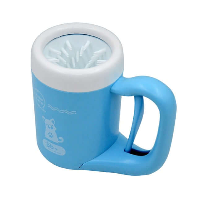 Portable dog paw cleaner with soft silicone bristles for easy mud removal from paws.