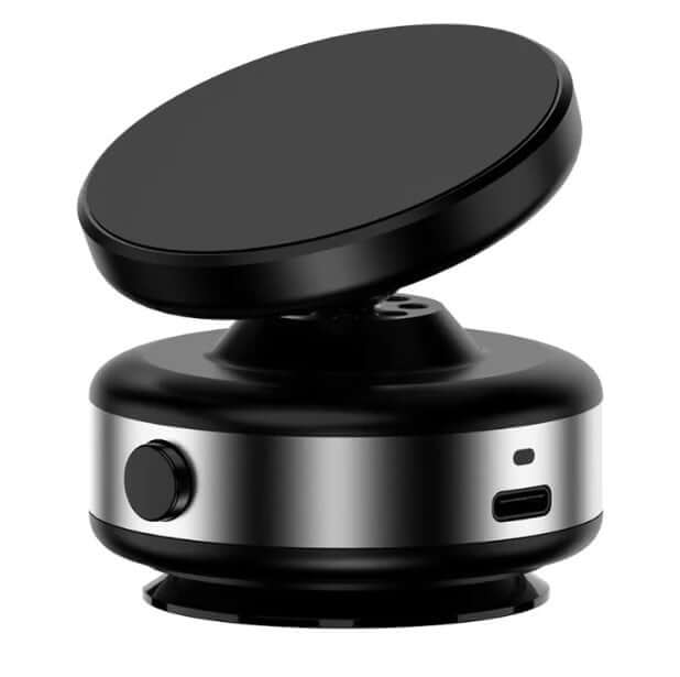 Magnetic car phone holder with vacuum adsorption design for secure device grip.