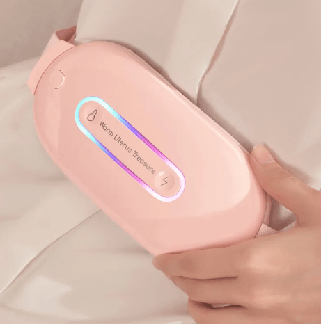 Heating Belt for Menstrual Cramps Relief Gift - stylish pink warm uterus massager for menstrual discomfort.