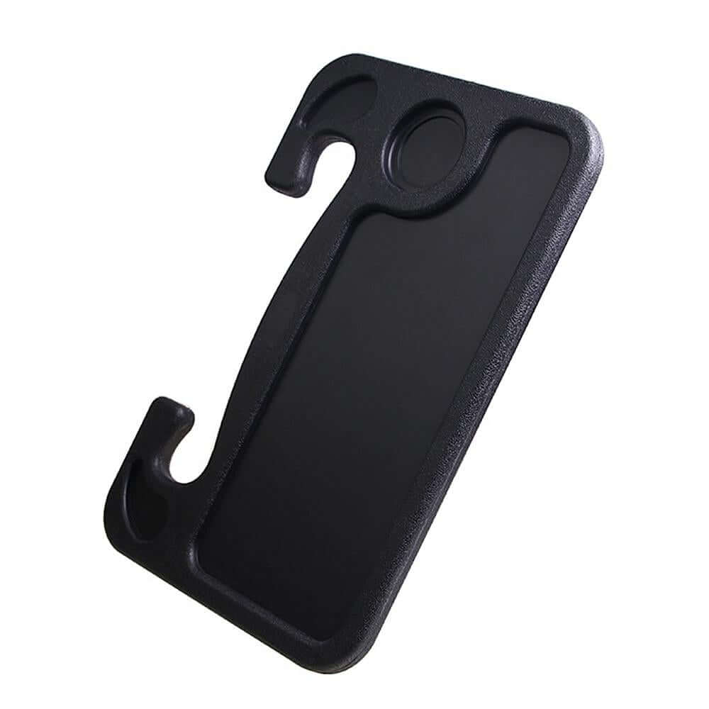 Portable car steering wheel tray for writing, eating, or using a tablet while driving.