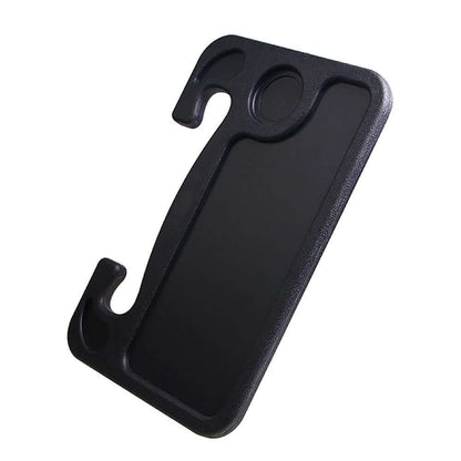 Portable car steering wheel tray for writing, eating, or using a tablet while driving.